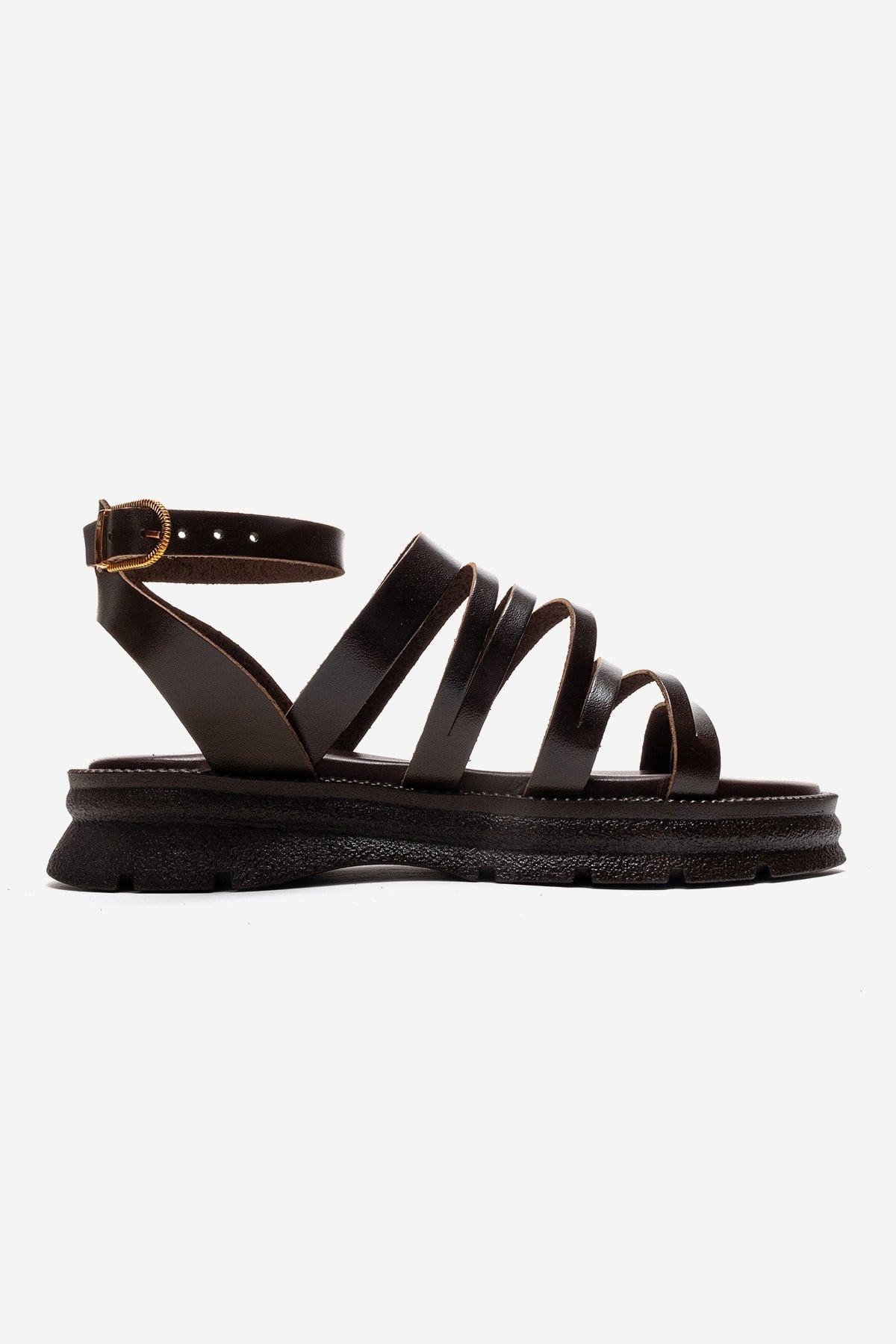 ELSA - Brown Genuine Leather Multi-Strap Thong Sandal (Women)