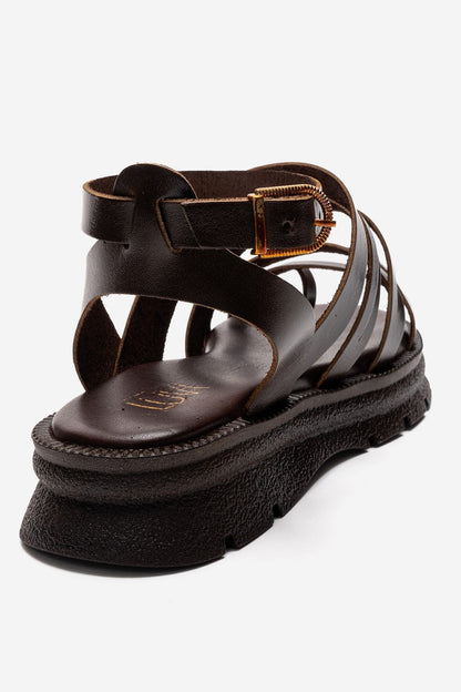 ELSA - Brown Genuine Leather Multi-Strap Thong Sandal (Women)