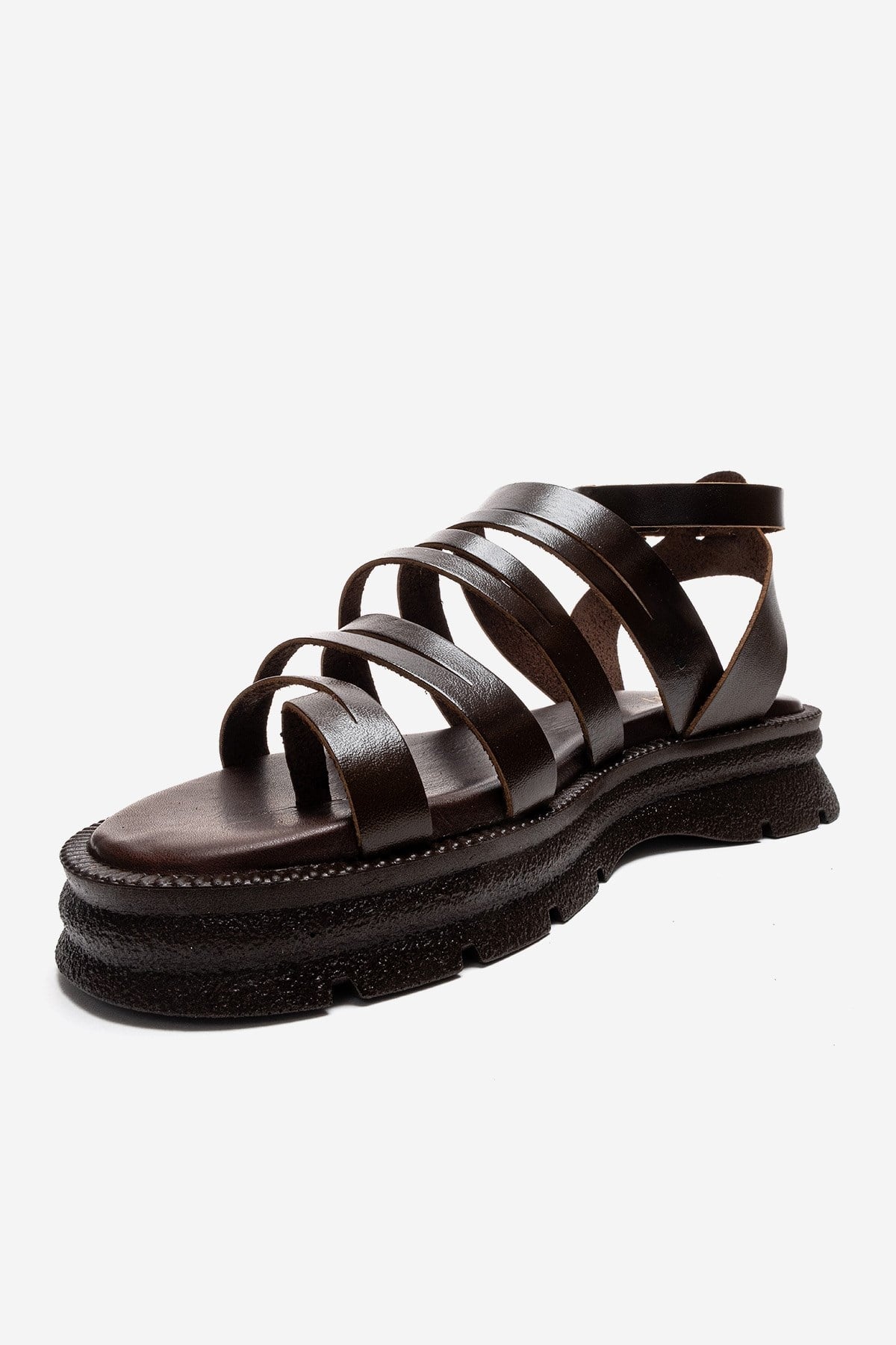 ELSA - Brown Genuine Leather Multi-Strap Thong Sandal (Women)
