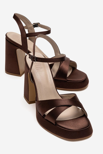 LELLO - Brown Satin Heeled Shoe (Women)