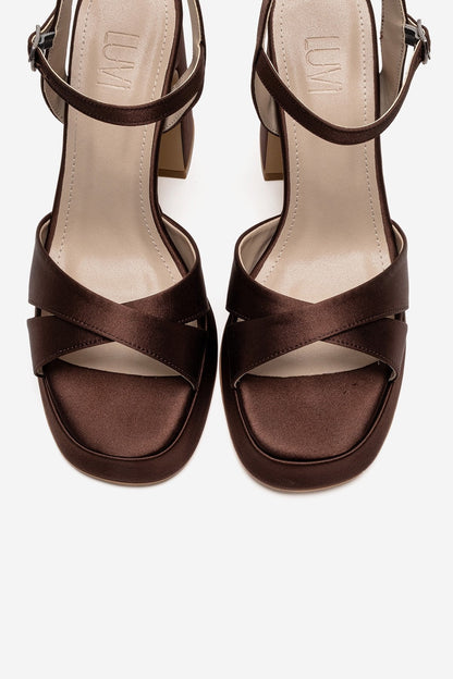 LELLO - Brown Satin Heeled Shoe (Women)