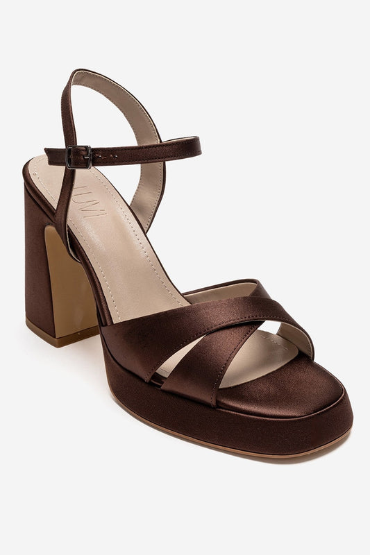 LELLO - Brown Satin Heeled Shoe (Women)