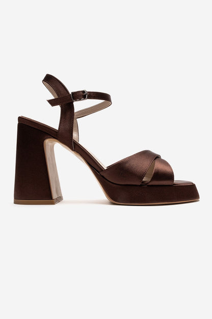 LELLO - Brown Satin Heeled Shoe (Women)