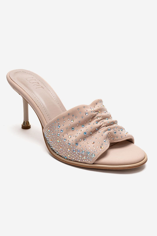 Karina - Beige Jeweled Stiletto Slide (Women)