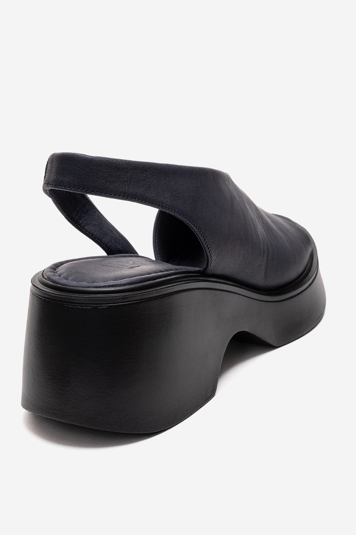ROY - Navy Genuine Leather Wedge Heel Sandal (Women)