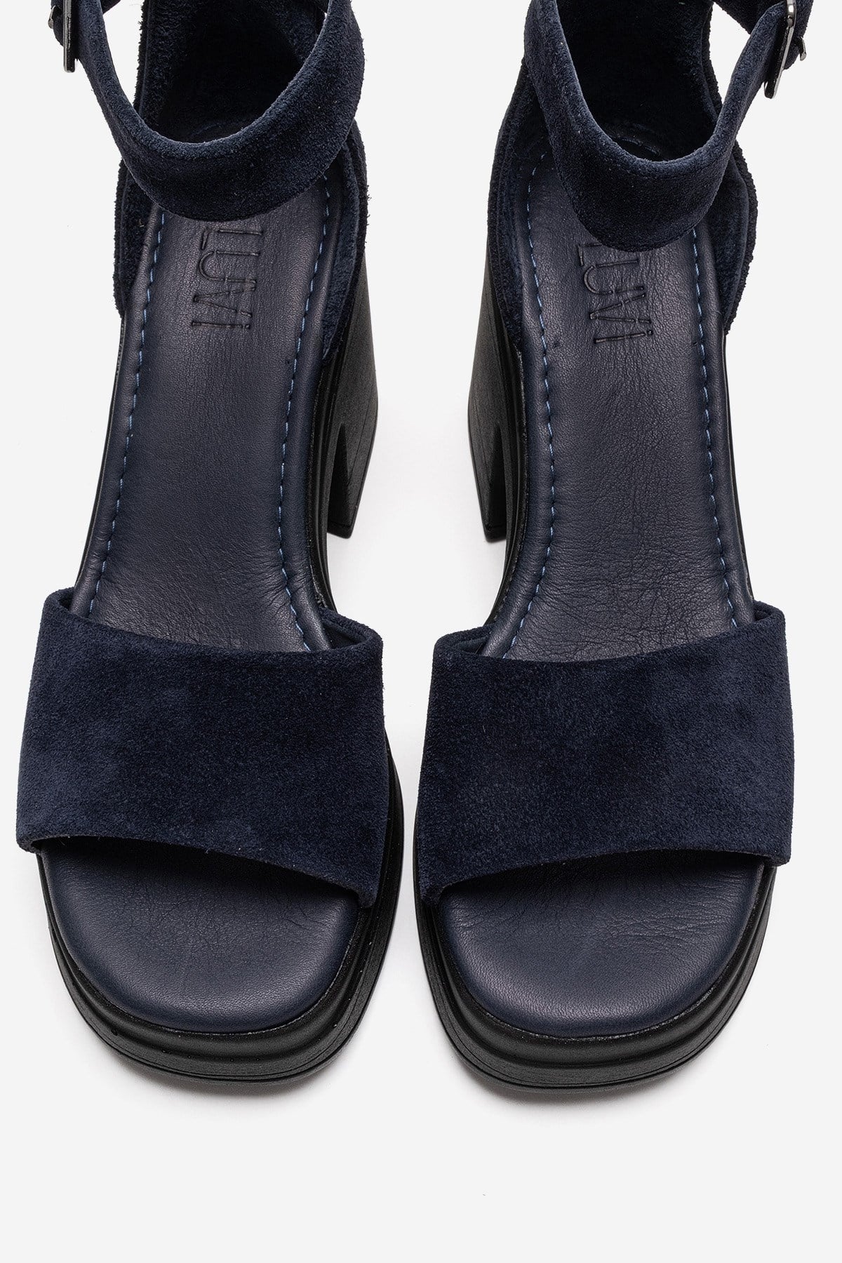Margot - Navy Genuine Leather Platform Heel Sandal (Women)