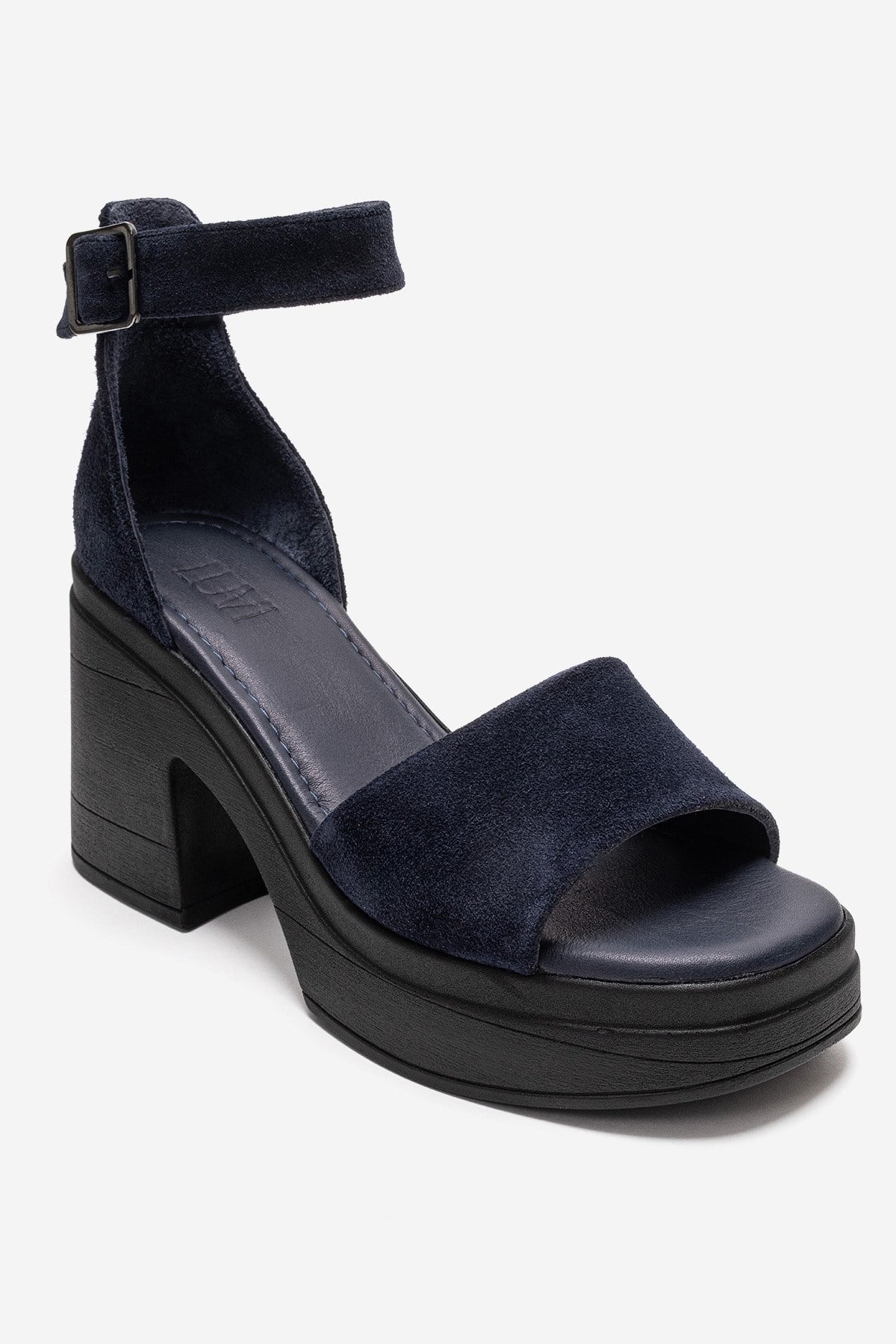 Margot - Navy Genuine Leather Platform Heel Sandal (Women)