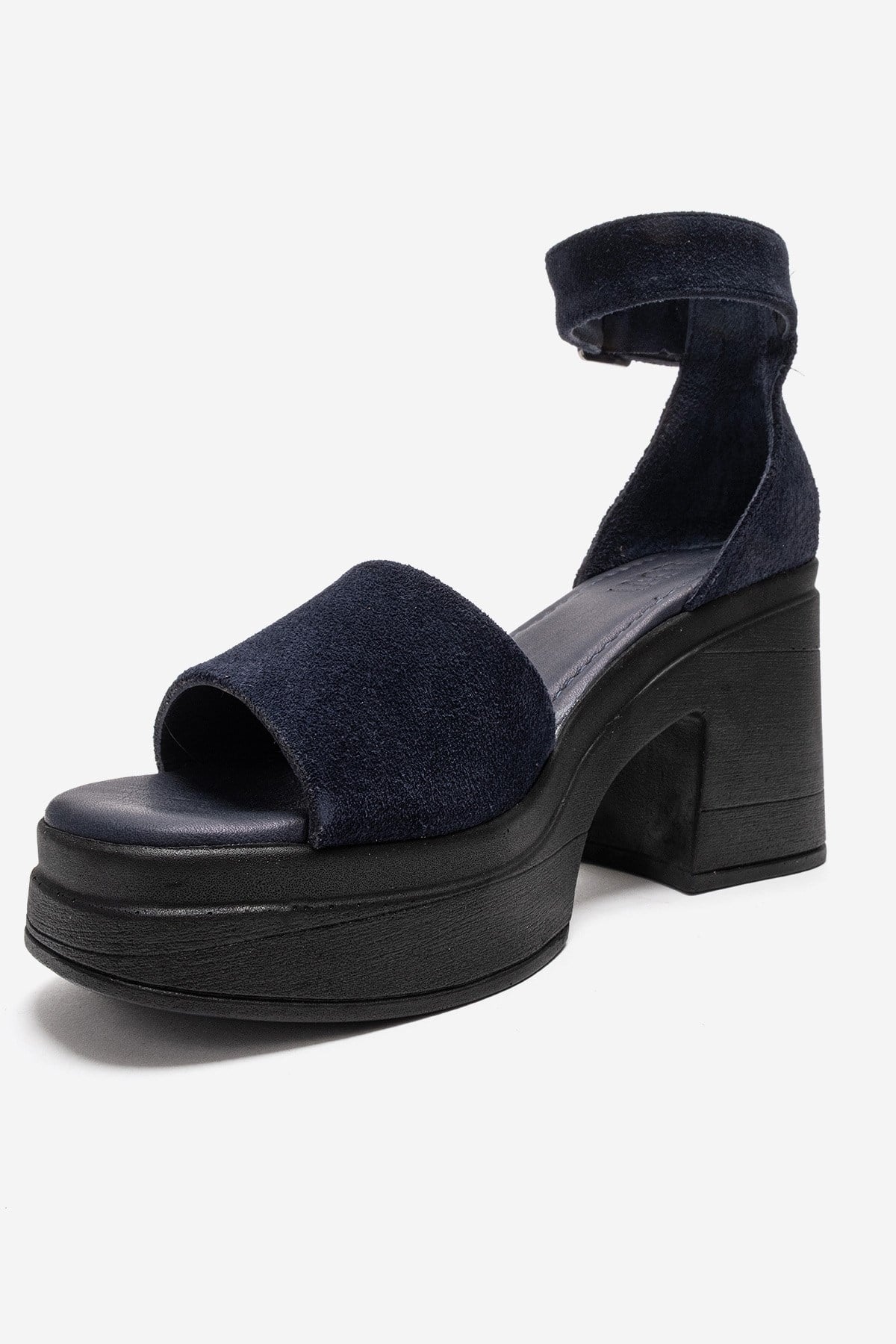 Margot - Navy Genuine Leather Platform Heel Sandal (Women)