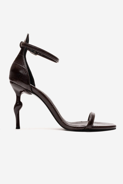 Yelena - Brown Printed Thin-Strap Stiletto Pump (Women)