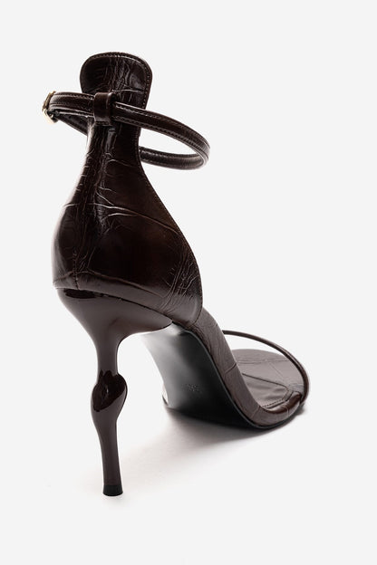 Yelena - Brown Printed Thin-Strap Stiletto Pump (Women)