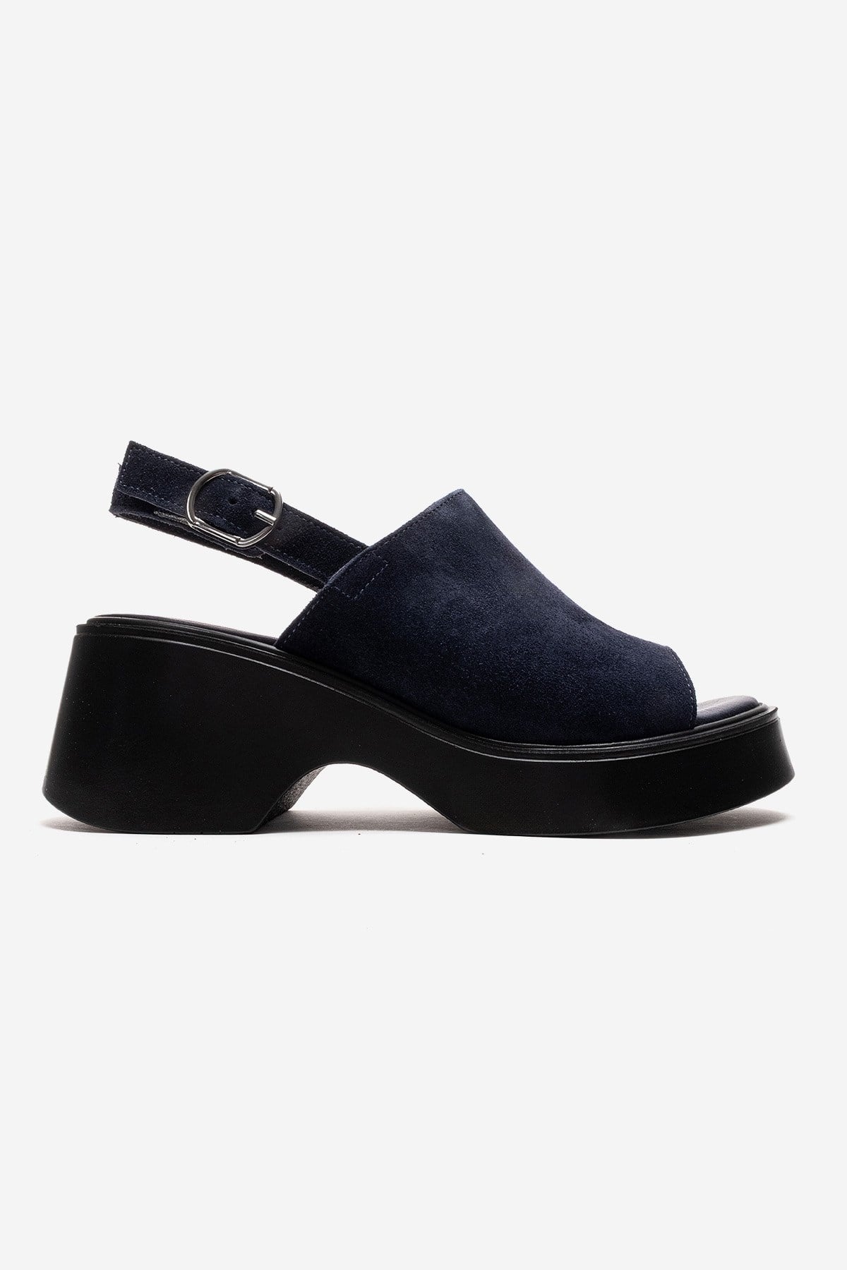 Power - Navy Genuine Leather Wedge Heel Sandal (Women)