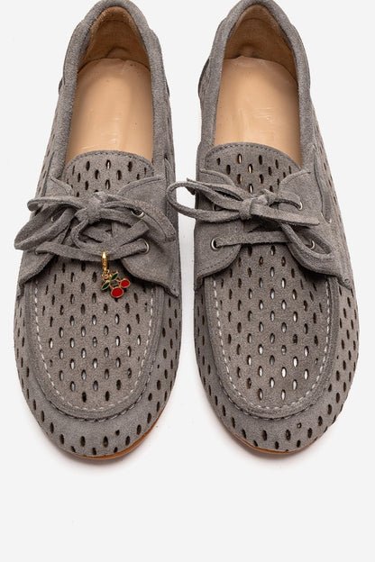 Stevo - Gray Genuine Leather Lace-Up Loafer (Women)