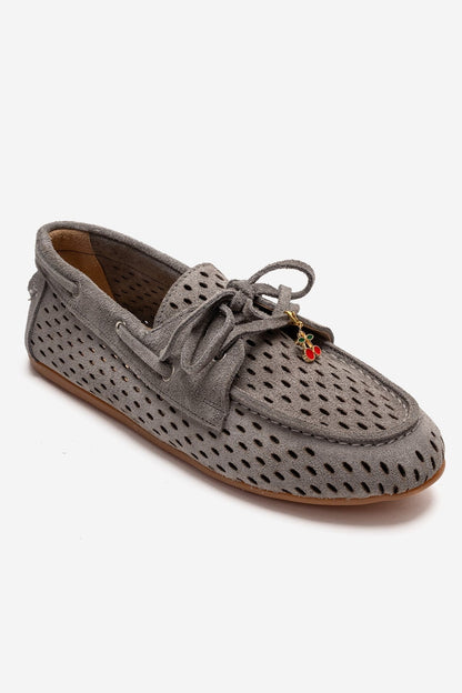 Stevo - Gray Genuine Leather Lace-Up Loafer (Women)