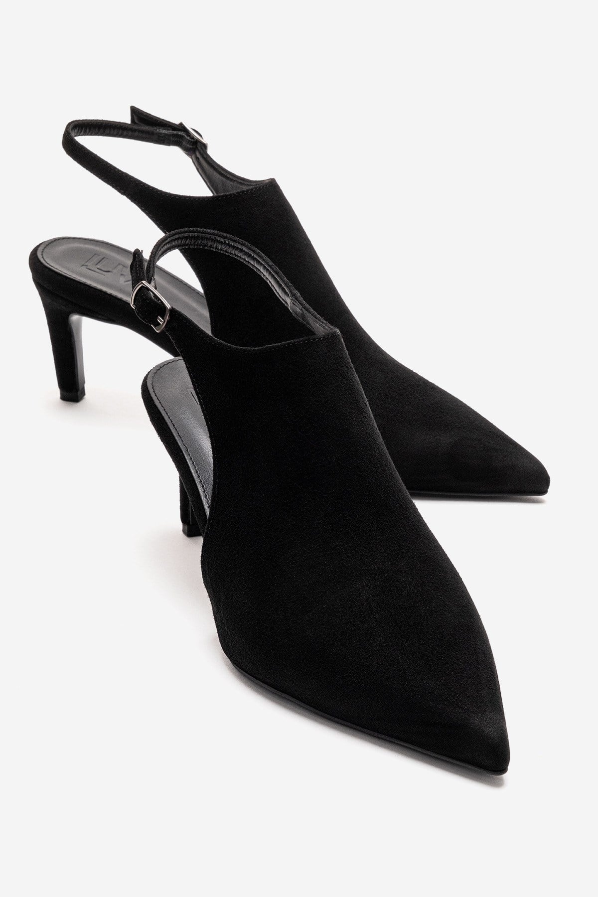 Rosalie - Black Pointed Toe Slingback Stiletto Pump (Women)