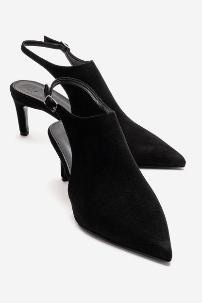 Rosalie - Black Pointed Toe Slingback Stiletto Pump (Women)