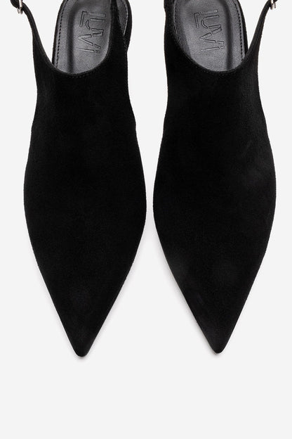 Rosalie - Black Pointed Toe Slingback Stiletto Pump (Women)