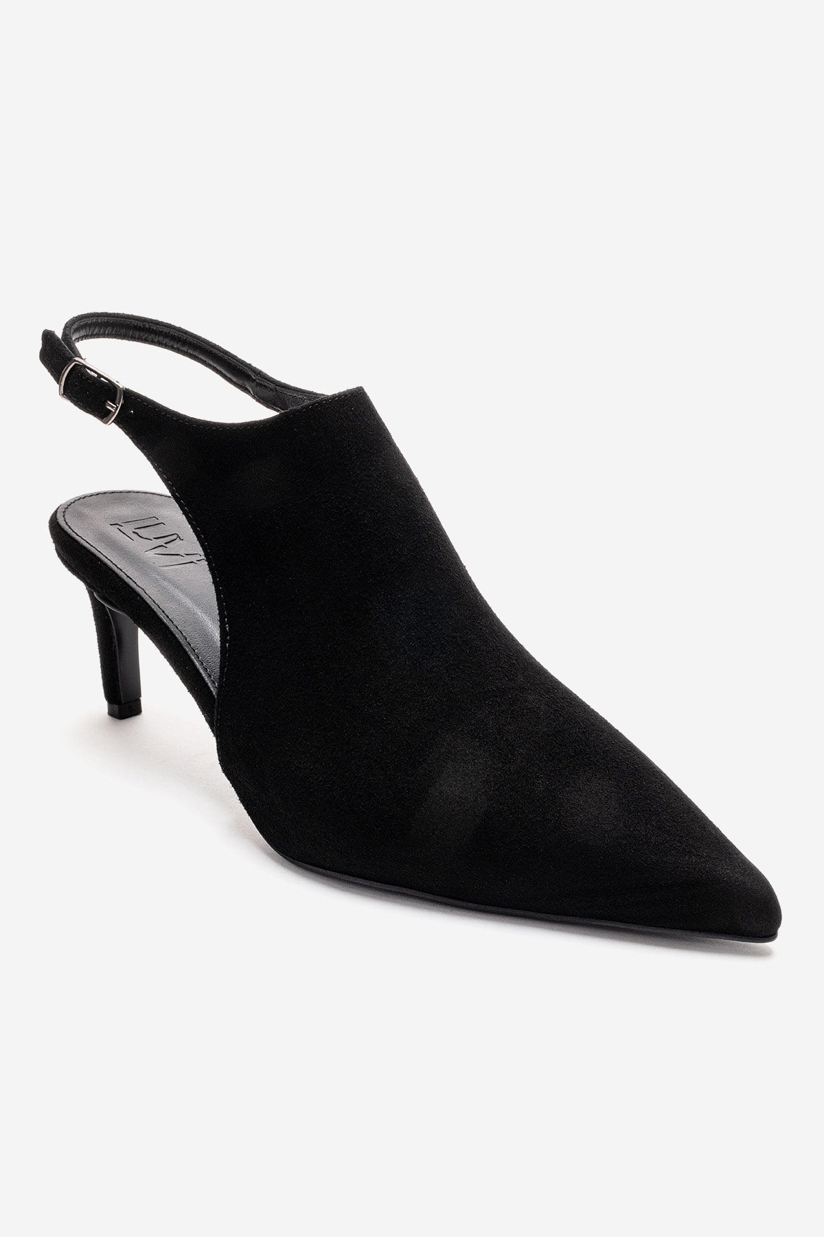 Rosalie - Black Pointed Toe Slingback Stiletto Pump (Women)