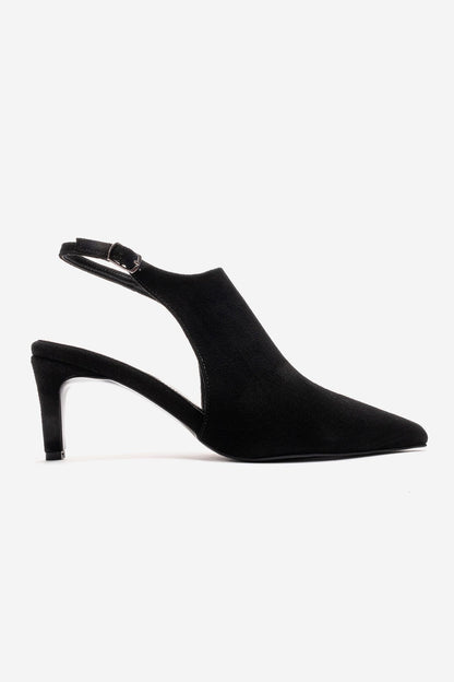 Rosalie - Black Pointed Toe Slingback Stiletto Pump (Women)