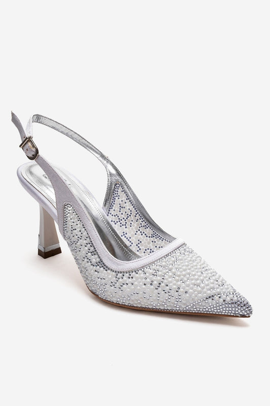 Frea - Zapatilla de tacón stiletto textil blanca (Mujer)
