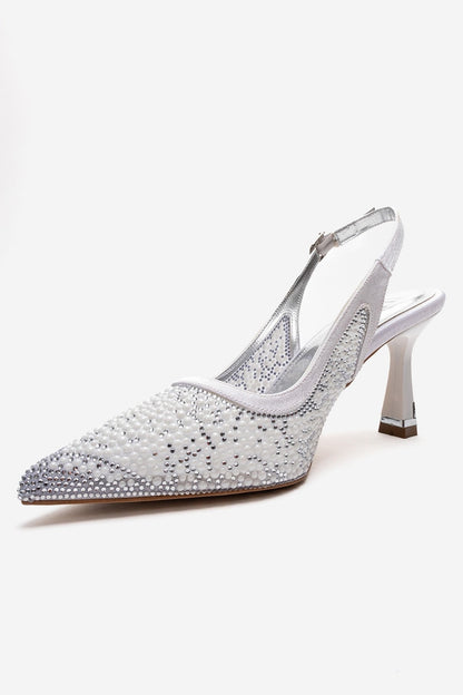 Frea - White Textile Stiletto Pump (Women)