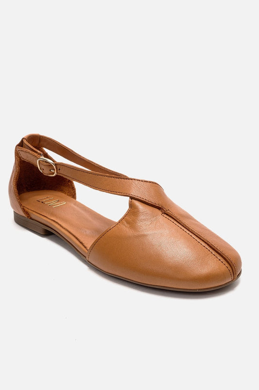 Fable - Bailarina abierta de cuero genuino color camel (Mujer)