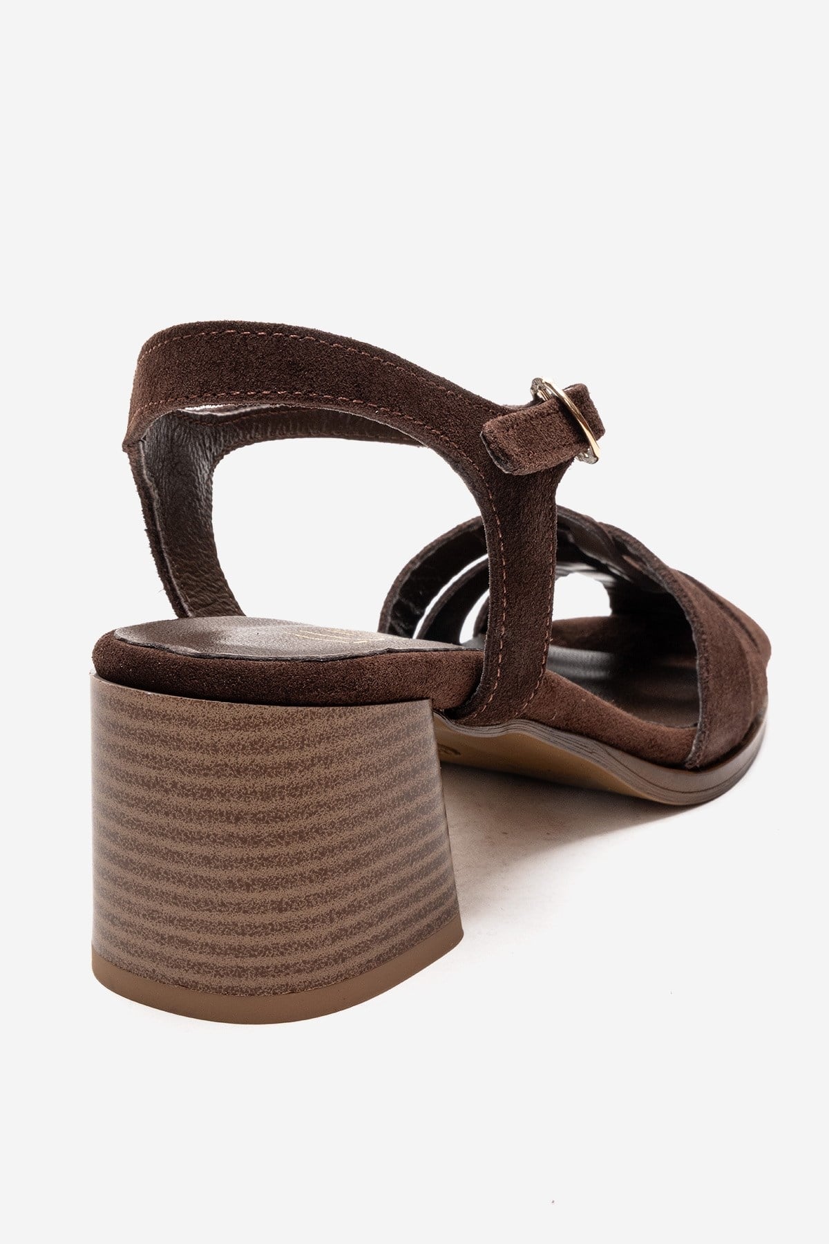 EVORA - Brown Genuine Suede Leather Block Heel Sandal (Women)