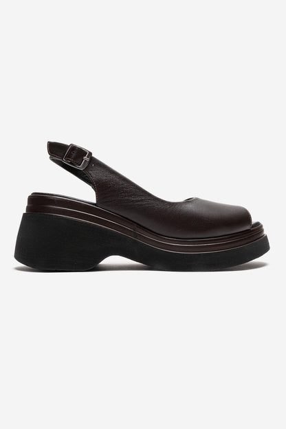 LAURE - Brown Genuine Leather Platform Sandal (Women)