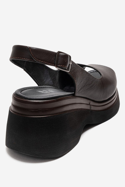 LAURE - Brown Genuine Leather Platform Sandal (Women)