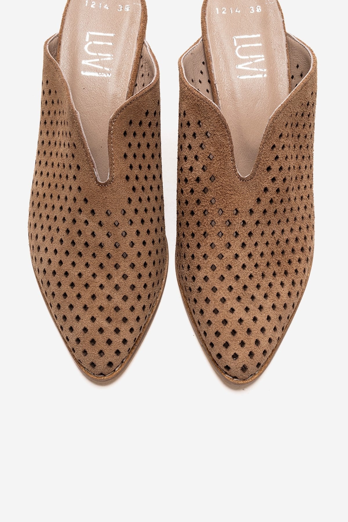 TOEN - Camel Genuine Leather Block Heel Mule (Women)