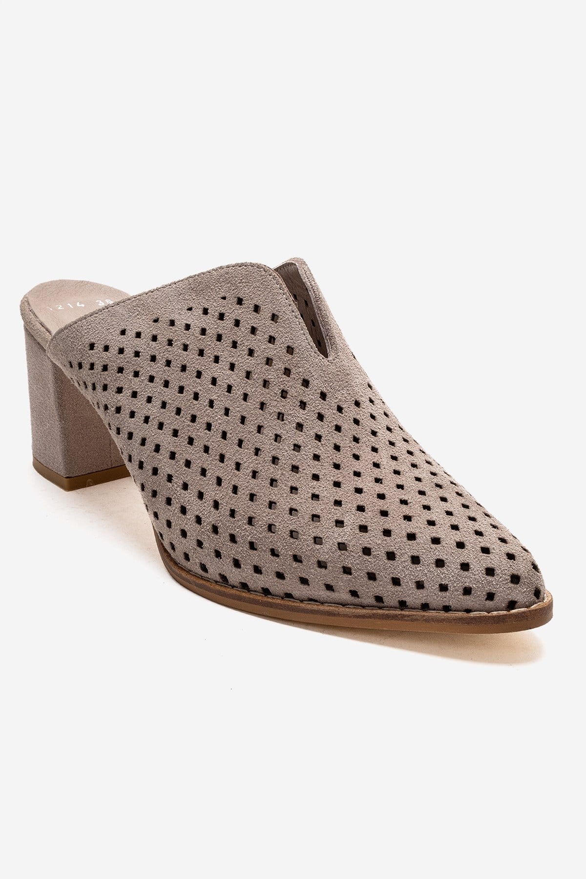 TOEN - Beige Genuine Leather Block Heel Mule (Women)