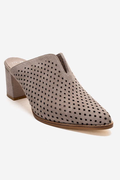 TOEN - Beige Genuine Leather Block Heel Mule (Women)