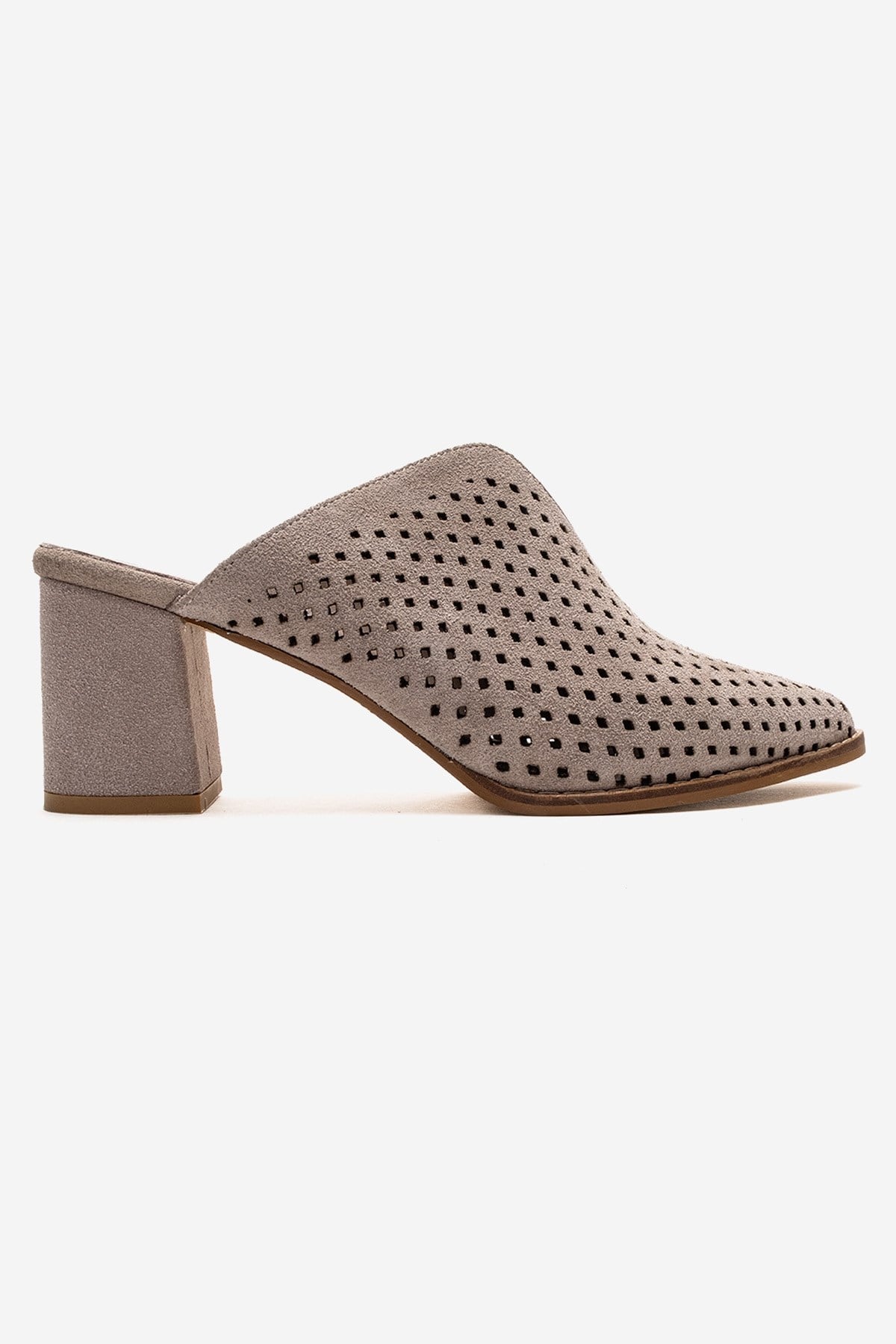 TOEN - Beige Genuine Leather Block Heel Mule (Women)