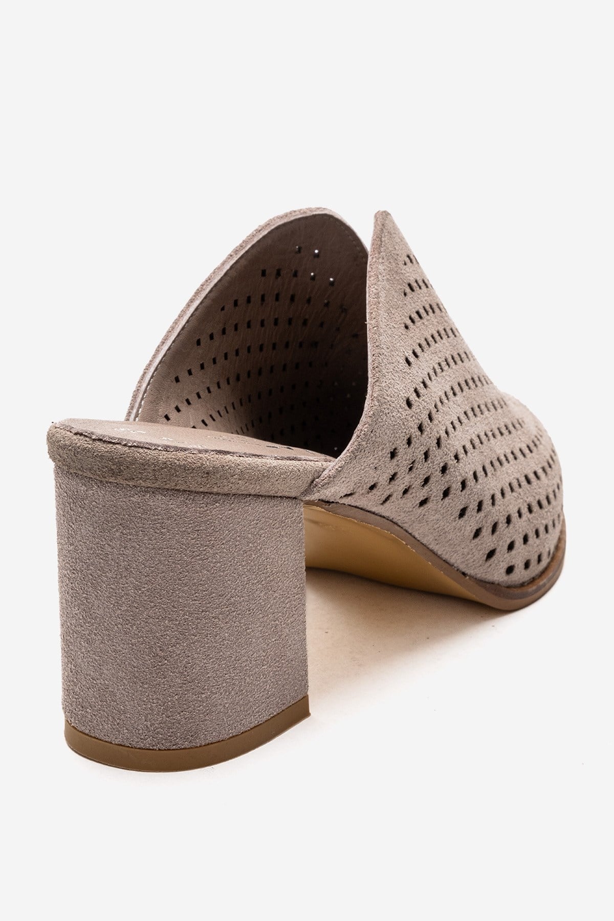 TOEN - Beige Genuine Leather Block Heel Mule (Women)