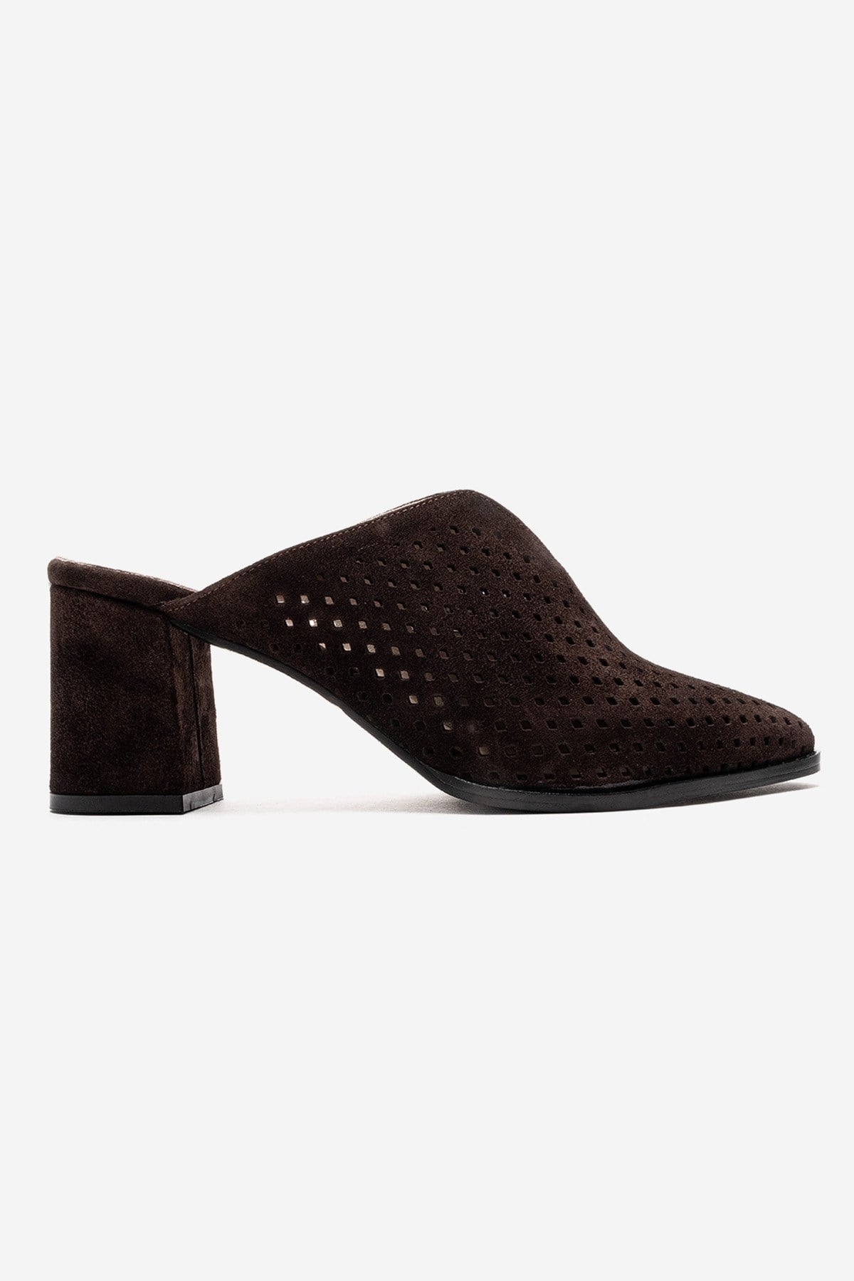 TOEN - Brown Genuine Leather Block Heel Mule (Women)