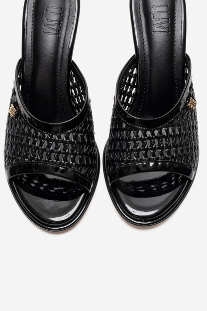 Selvian - Black Beaded Heel Slide (Women)
