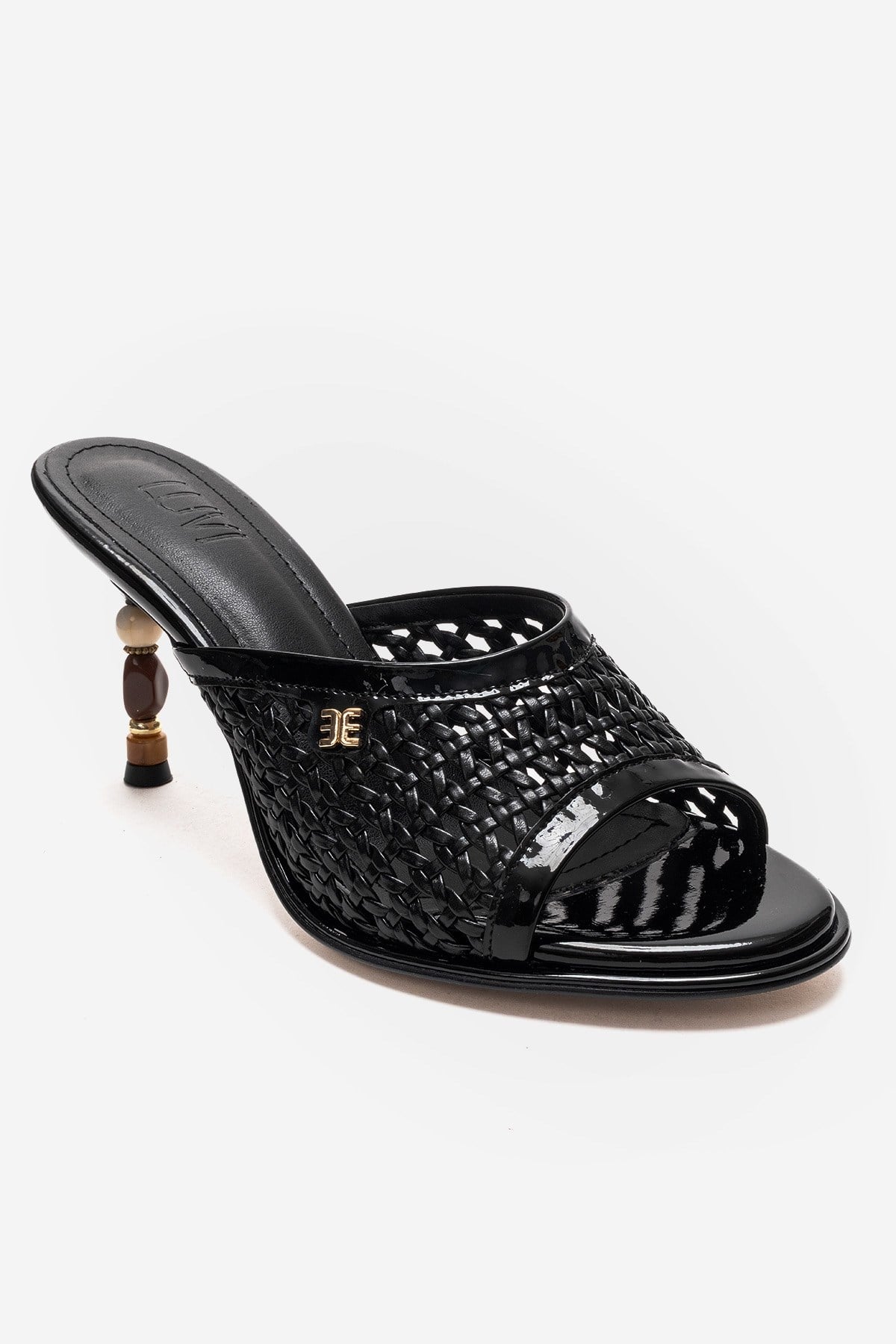 Selvian - Black Beaded Heel Slide (Women)