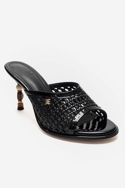 Selvian - Black Beaded Heel Slide (Women)