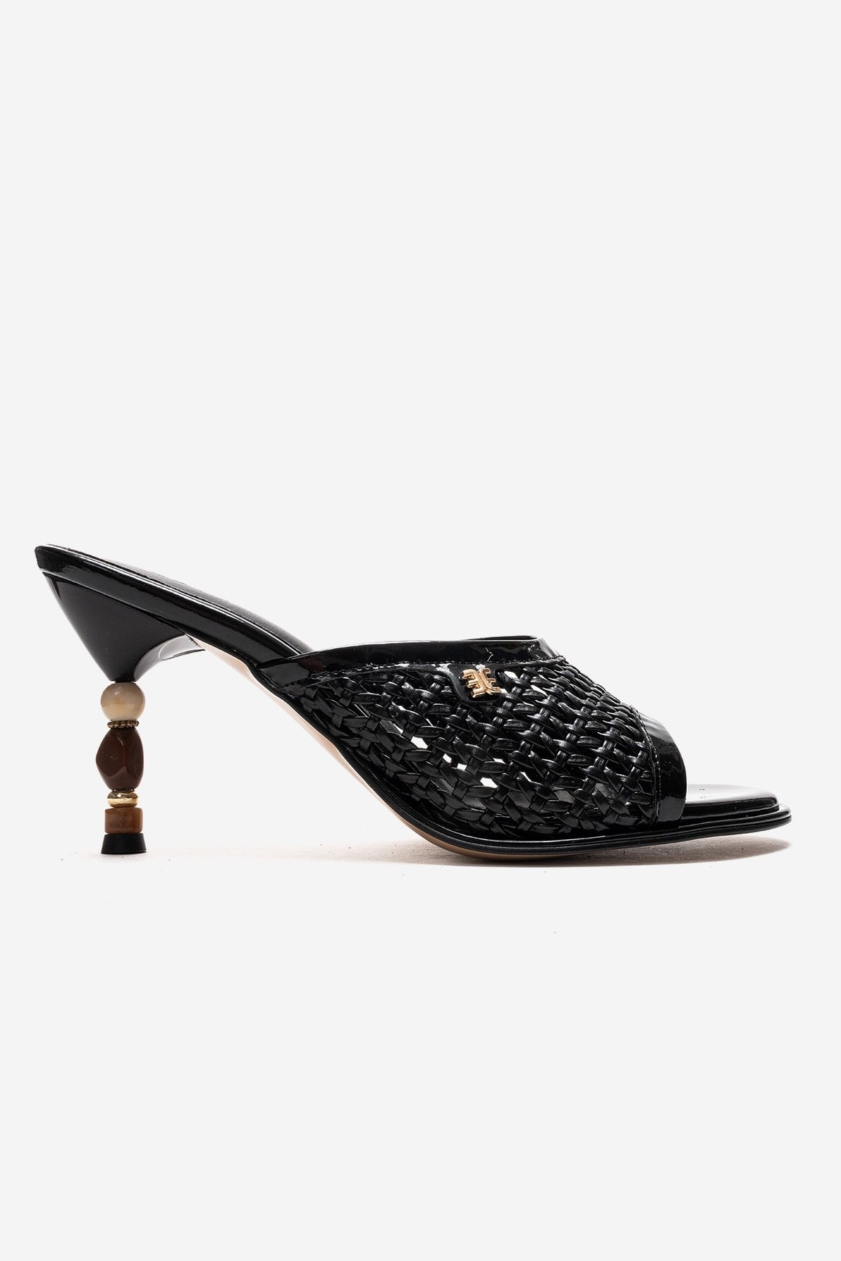 Selvian - Black Beaded Heel Slide (Women)