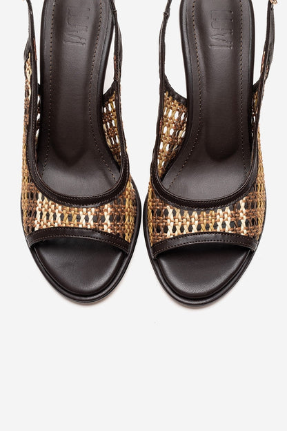 SOVEN - Brown Beaded-Heel Sandal (Women)