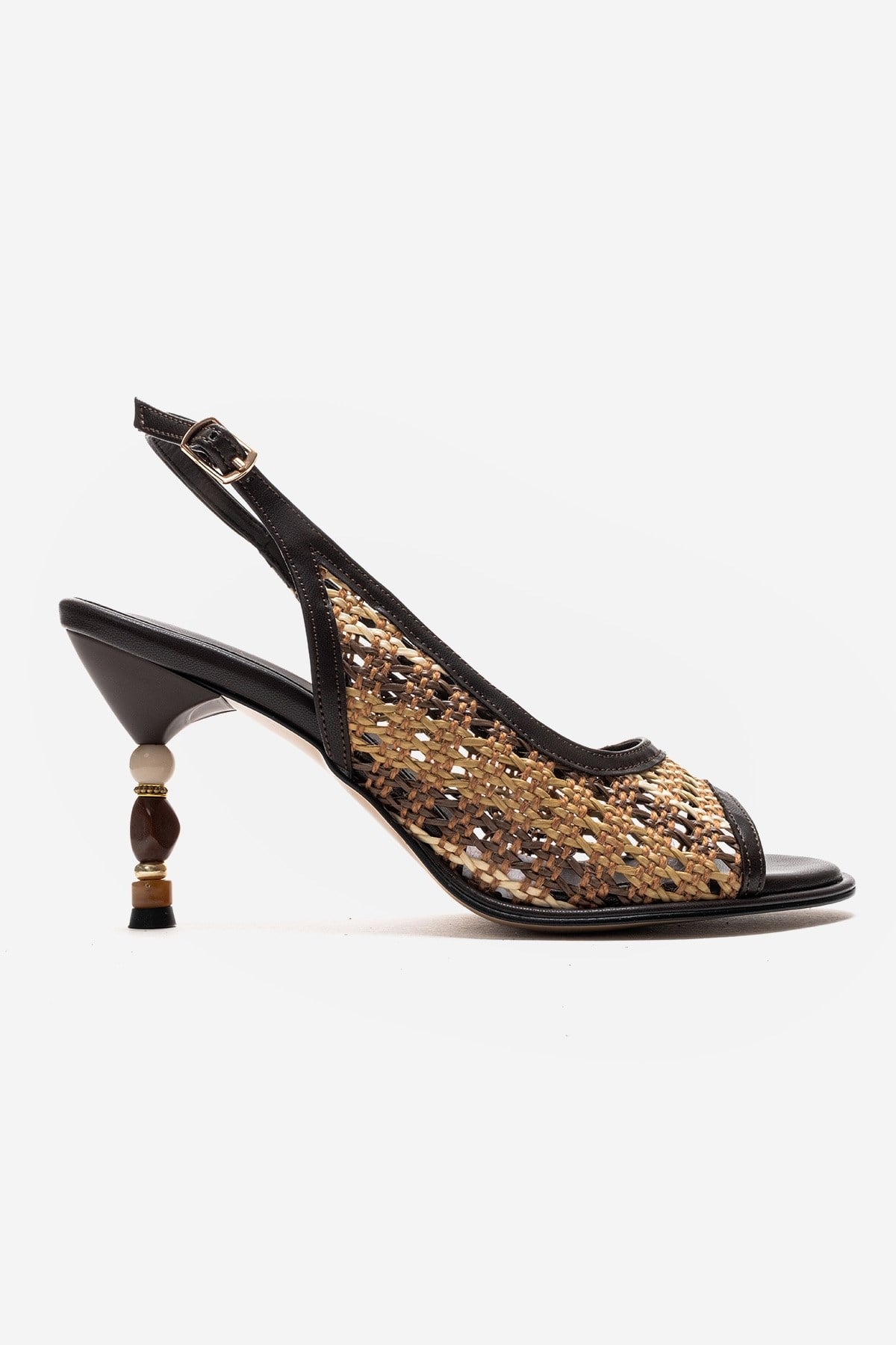 SOVEN - Brown Beaded-Heel Sandal (Women)