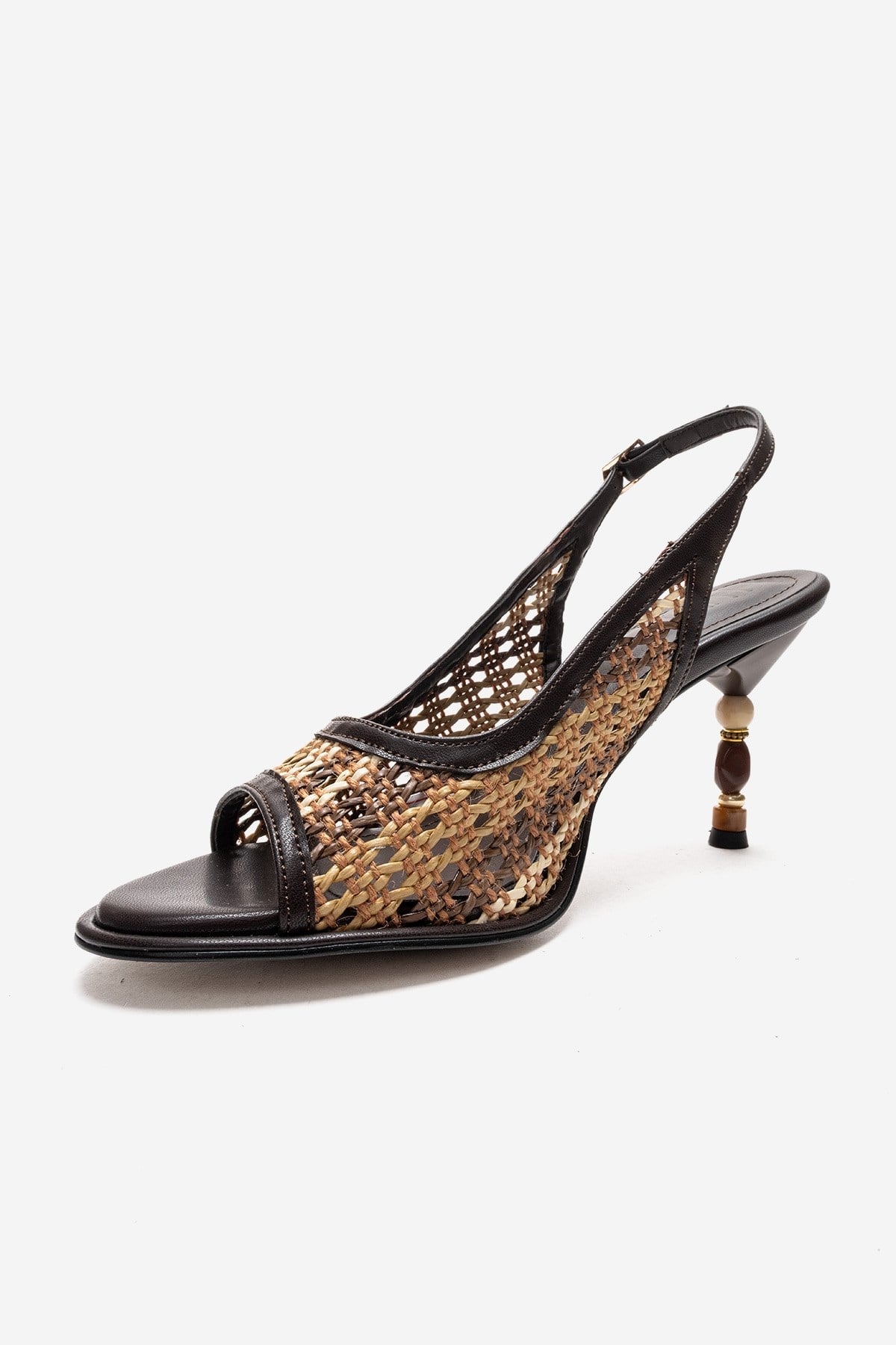 SOVEN - Brown Beaded-Heel Sandal (Women)