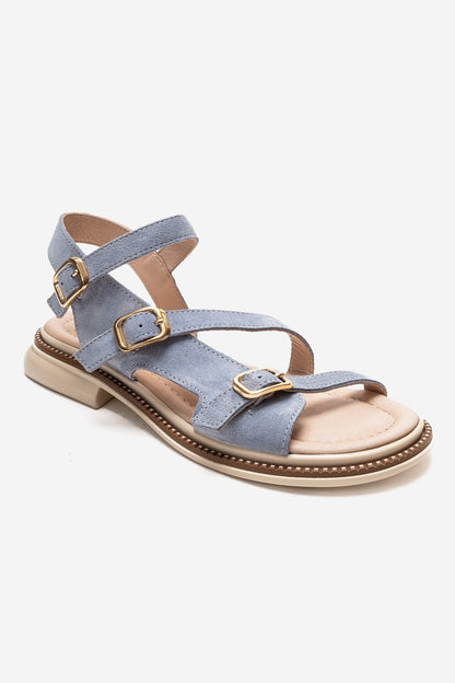MOREZ - Blue Genuine Suede Leather Sandal (Women)