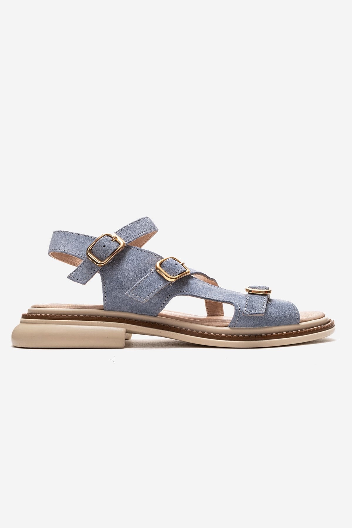 MOREZ - Blue Genuine Suede Leather Sandal (Women)