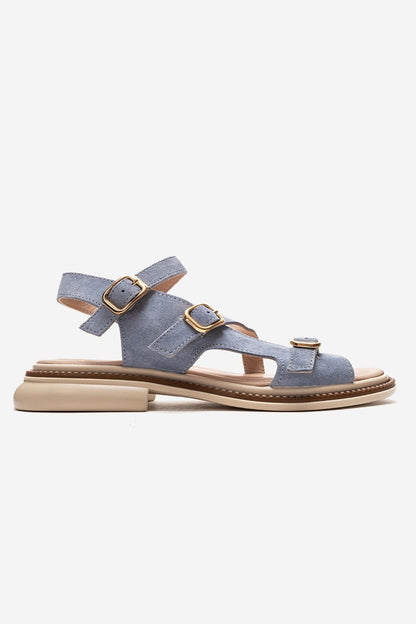 MOREZ - Blue Genuine Suede Leather Sandal (Women)