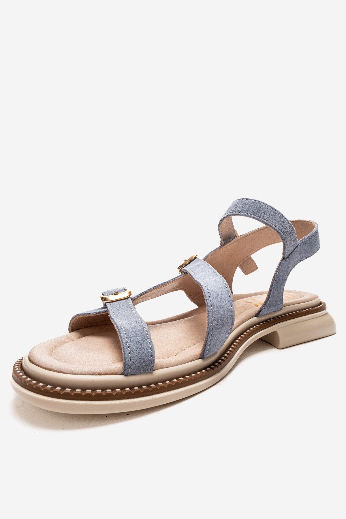 MOREZ - Blue Genuine Suede Leather Sandal (Women)