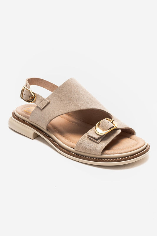CRUEL - Sandalia de mujer de ante genuino color beige