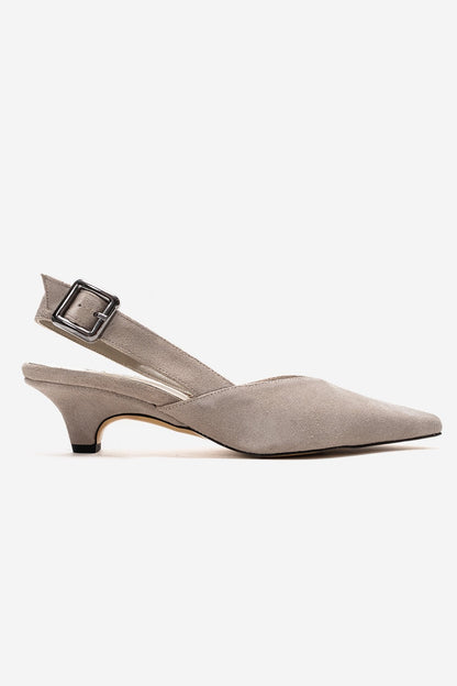DIORIS - Beige Genuine Leather Slingback Kitten Heel Pointed Toe Pump (Women)