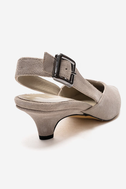DIORIS - Beige Genuine Leather Slingback Kitten Heel Pointed Toe Pump (Women)