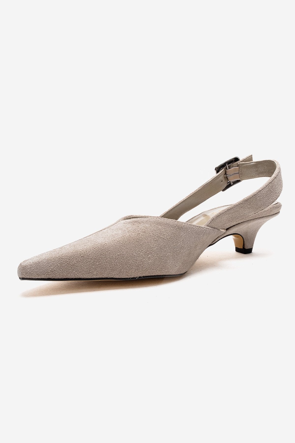 DIORIS - Beige Genuine Leather Slingback Kitten Heel Pointed Toe Pump (Women)