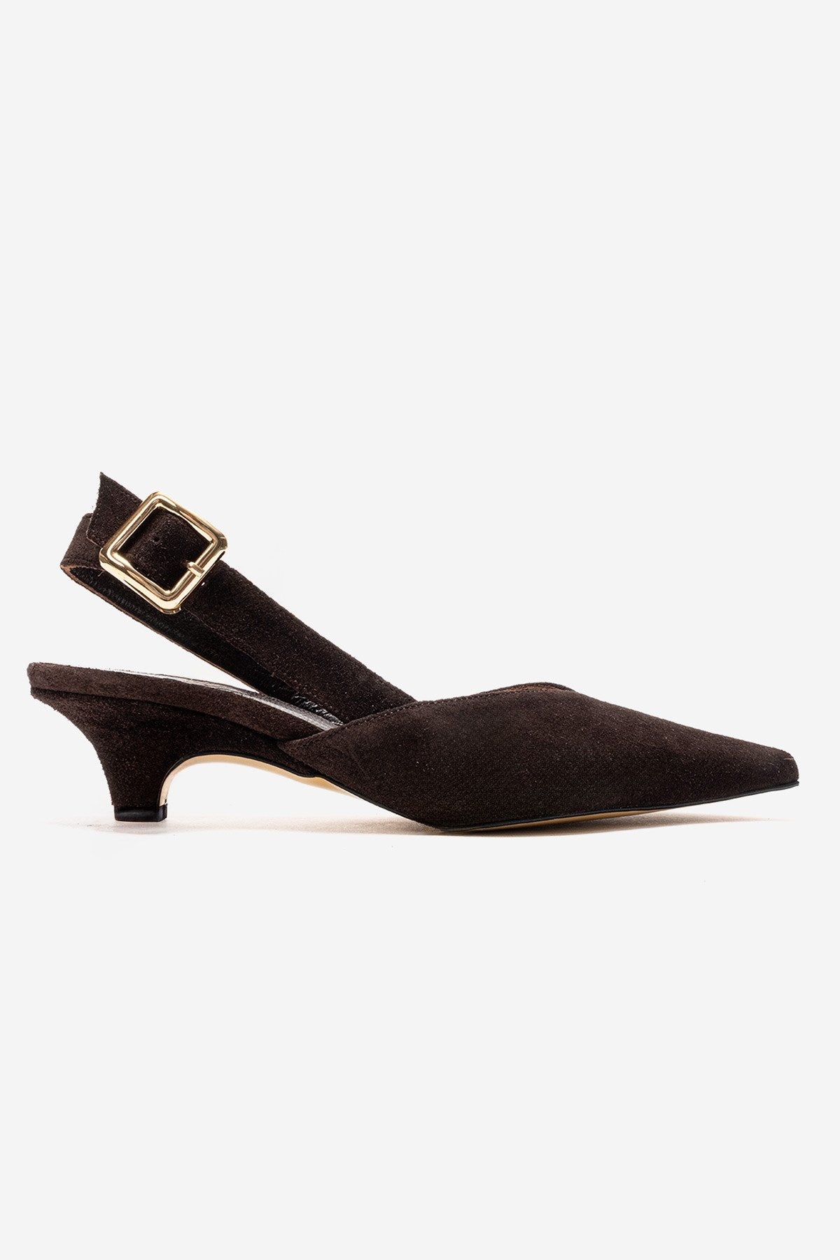 DIORIS - Brown Genuine Leather Slingback Kitten Heel Pointed Toe Pump (Women)